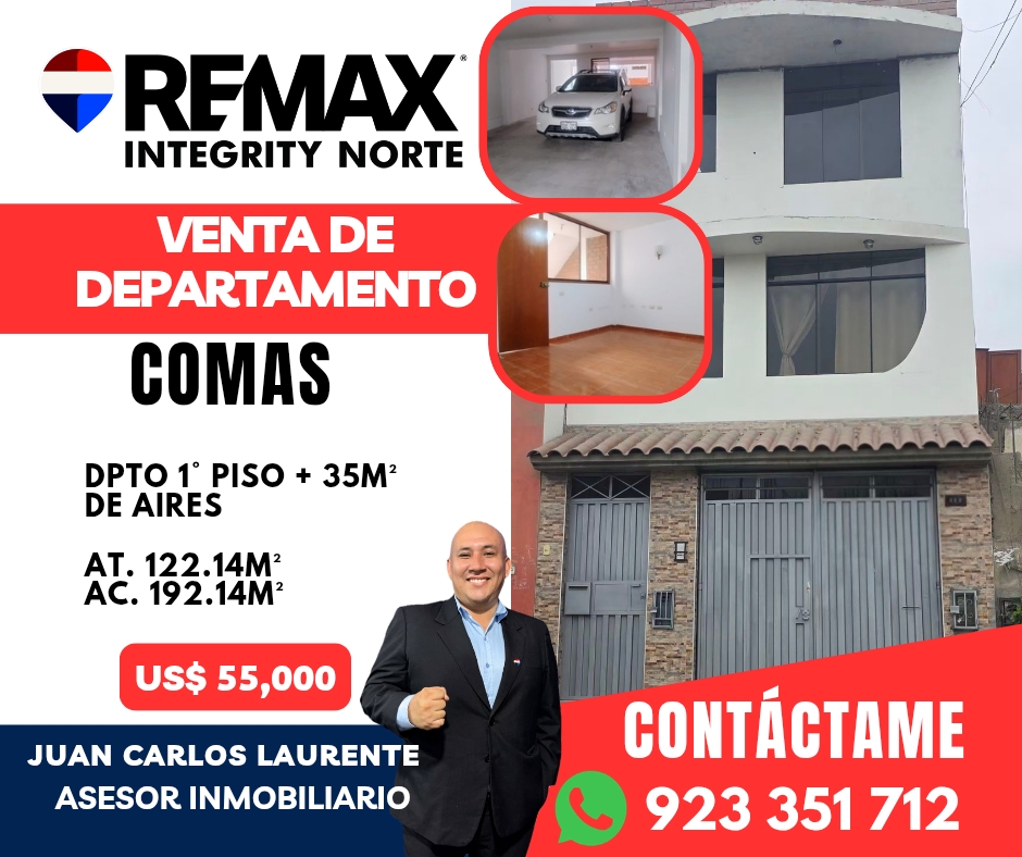 🏢 ¡Venta De Departamento 1 Piso En P.J. Pampa De Comas ! 📍 Excelente Ubicación 🛋✨